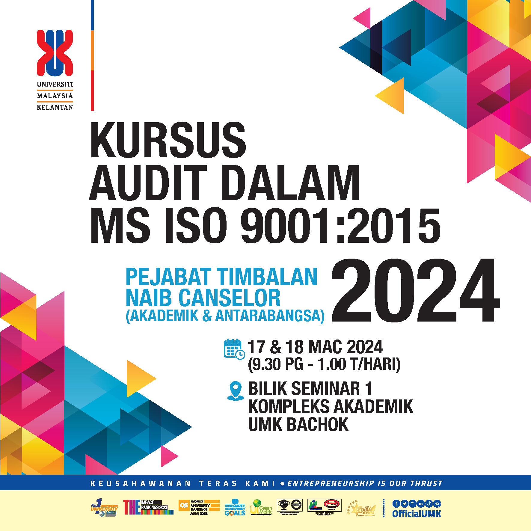 KURSUS AUDIT DALAM MS ISO 9001:2015 